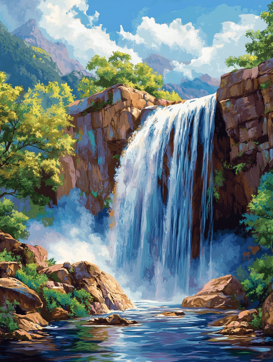 Rocky Waterfall Cliffs (Diamond Painting) Diamond Painting kit