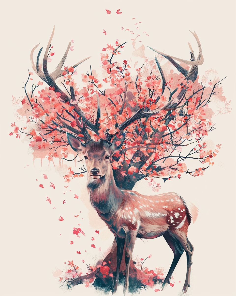Sakura Deer (Diamond Painting) Diamond Painting kit