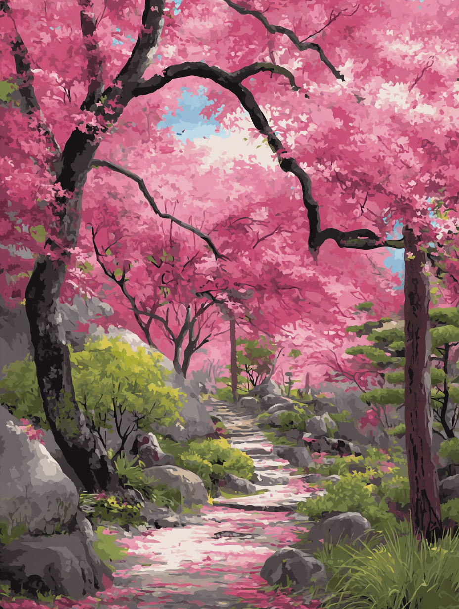 Springtime Floral Pathway Scene (Diamond Painting) Diamond Painting kit
