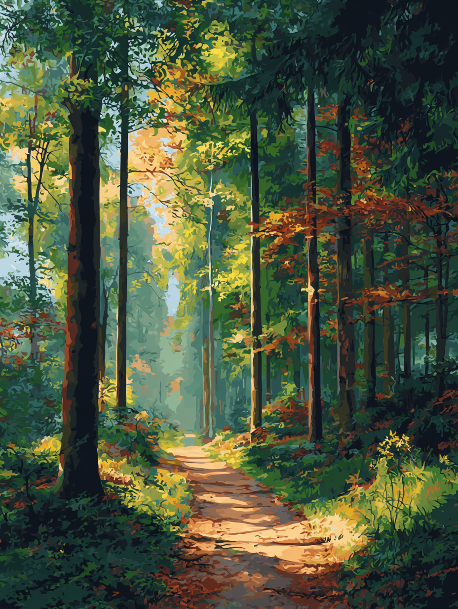 Sunlit Woodland Trail (Diamond Painting) Diamond Painting kit