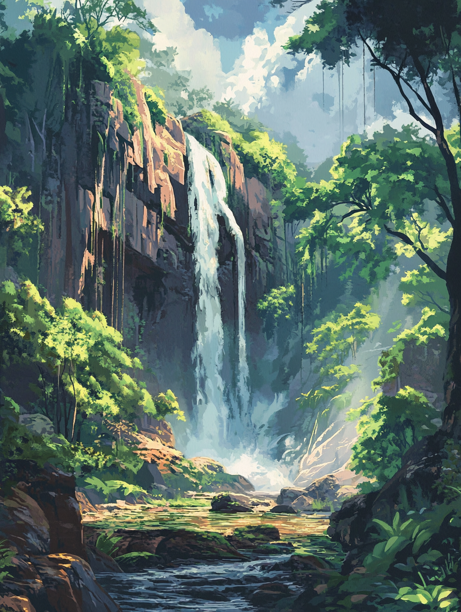 The Ancient Waterfall (Diamond Painting) Diamond Painting kit