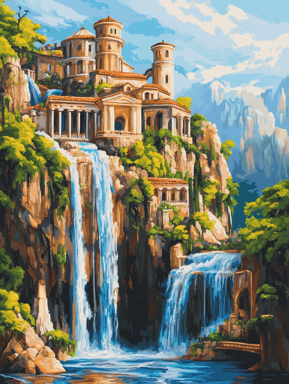 The Cliffside Castle (Diamond Painting) Diamond Painting kit