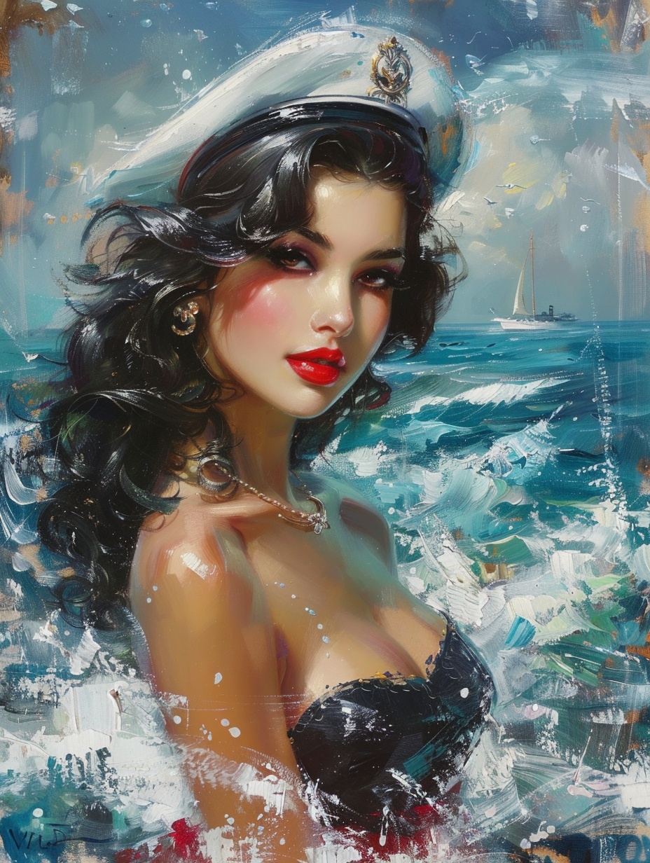 Vibrant Nautical Pin-Up (Diamond Painting) Diamond Painting kit