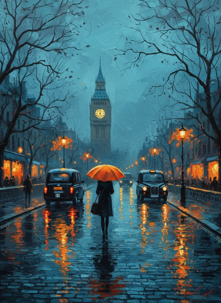 Rainy London Reflections (Diamond Painting) Diamond Painting kit