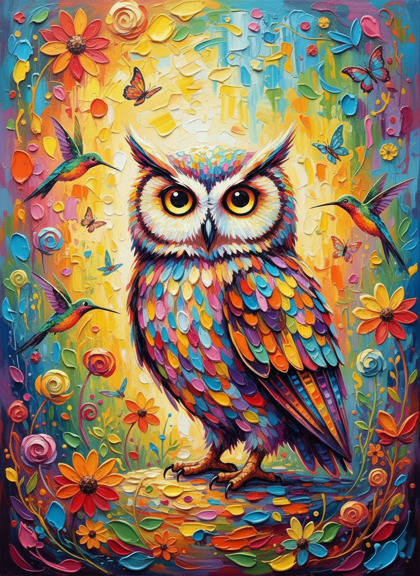 Owl Amidst Blooms (Diamond Painting) Diamond Painting kit