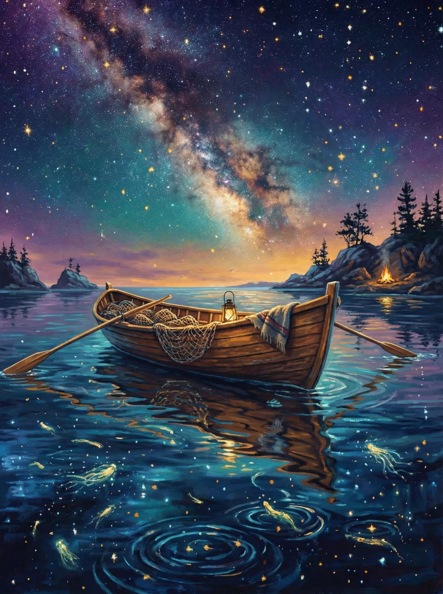Midnight Rowboat Galaxy (Diamond Painting) Diamond Painting kit