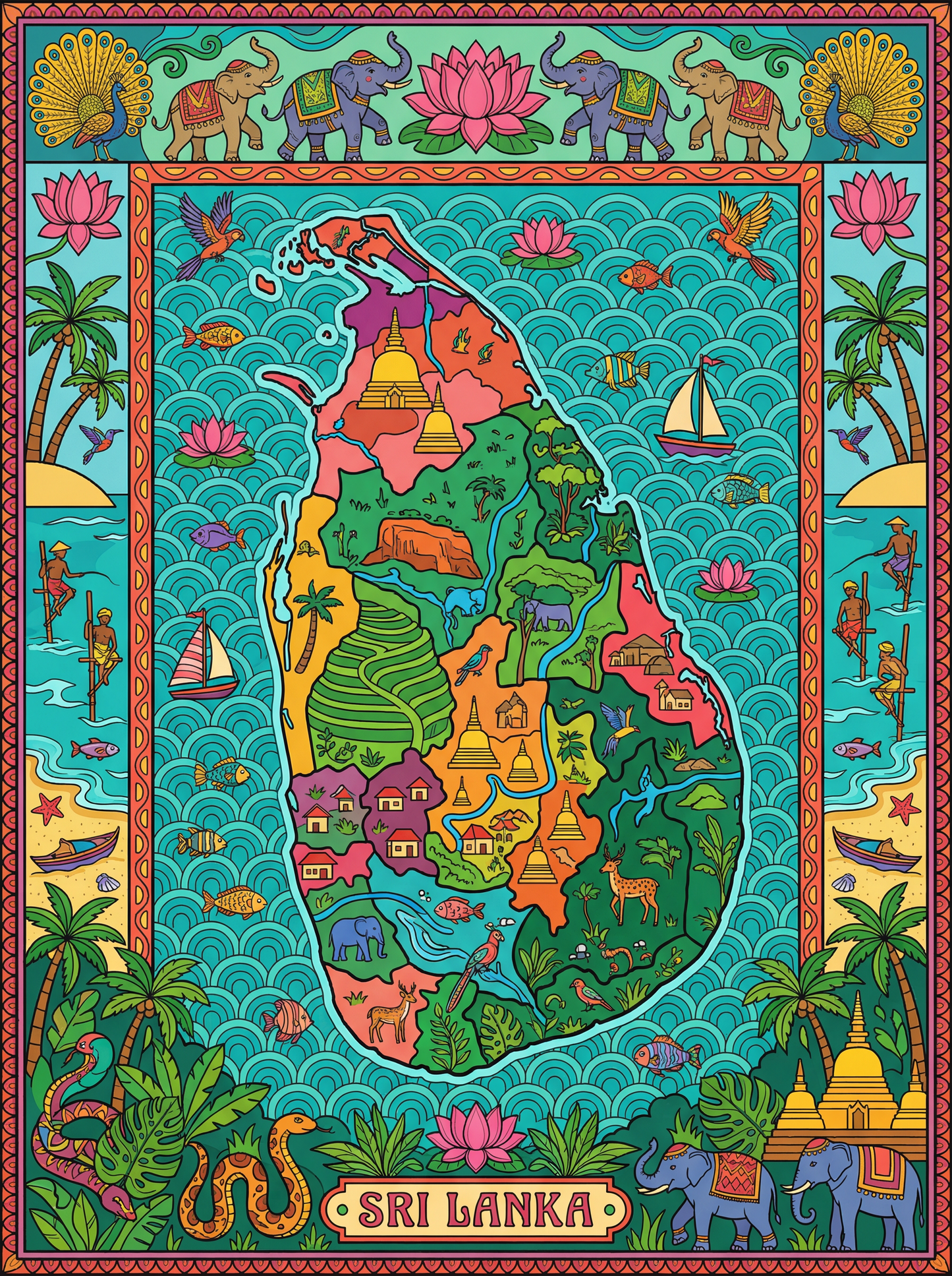 Sri Lanka Cultural Tapestry (100 Color Diamond Painting)
