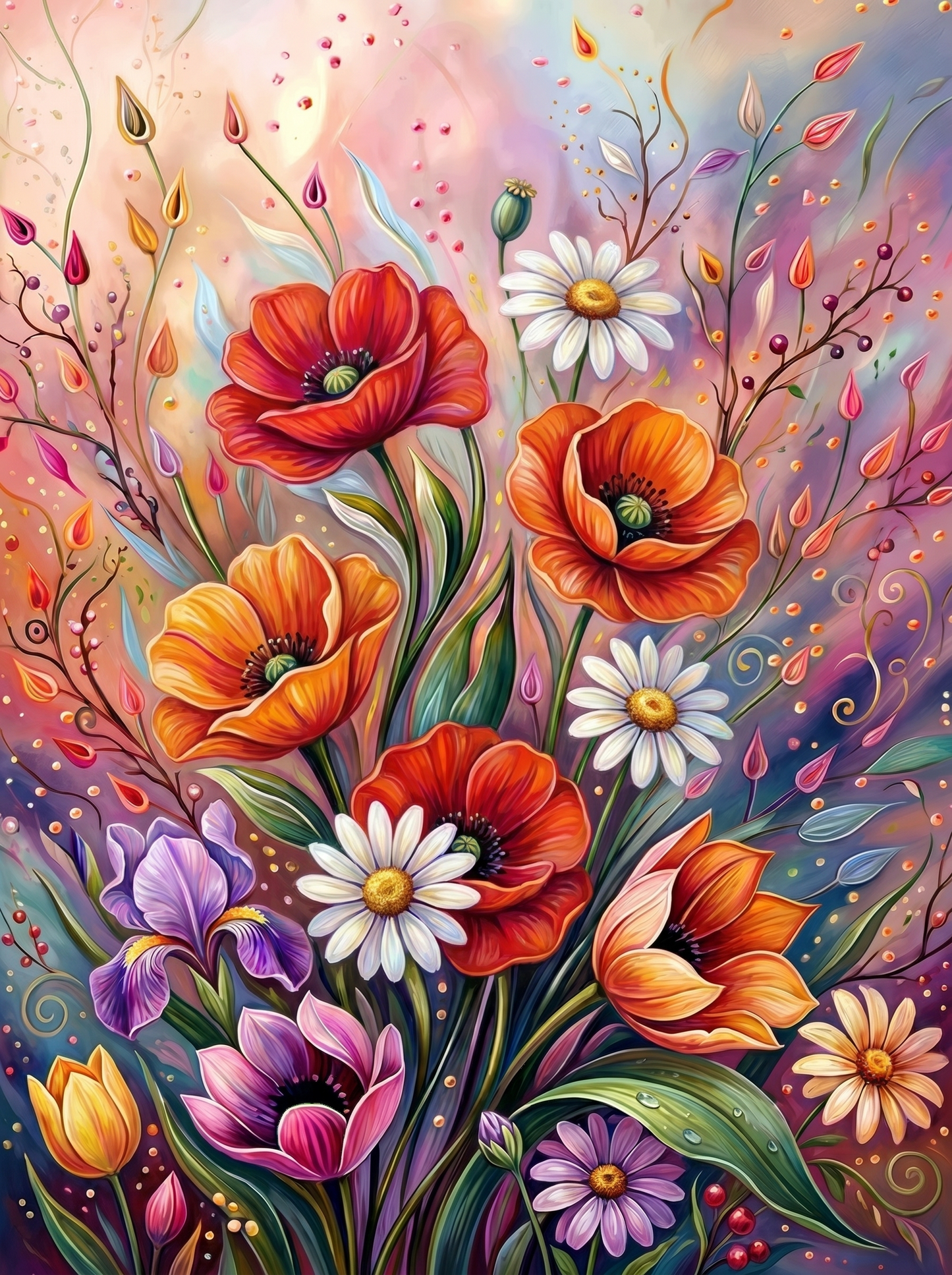 Abstract Tulip as Poppy Daisy (Diamond Painting)
