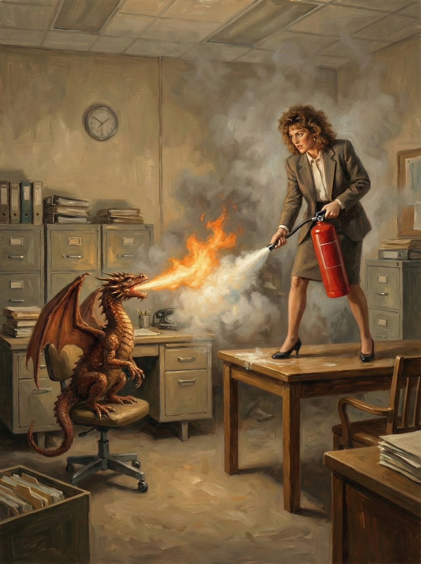 Office Dragon Crisis (Diamond Painting)