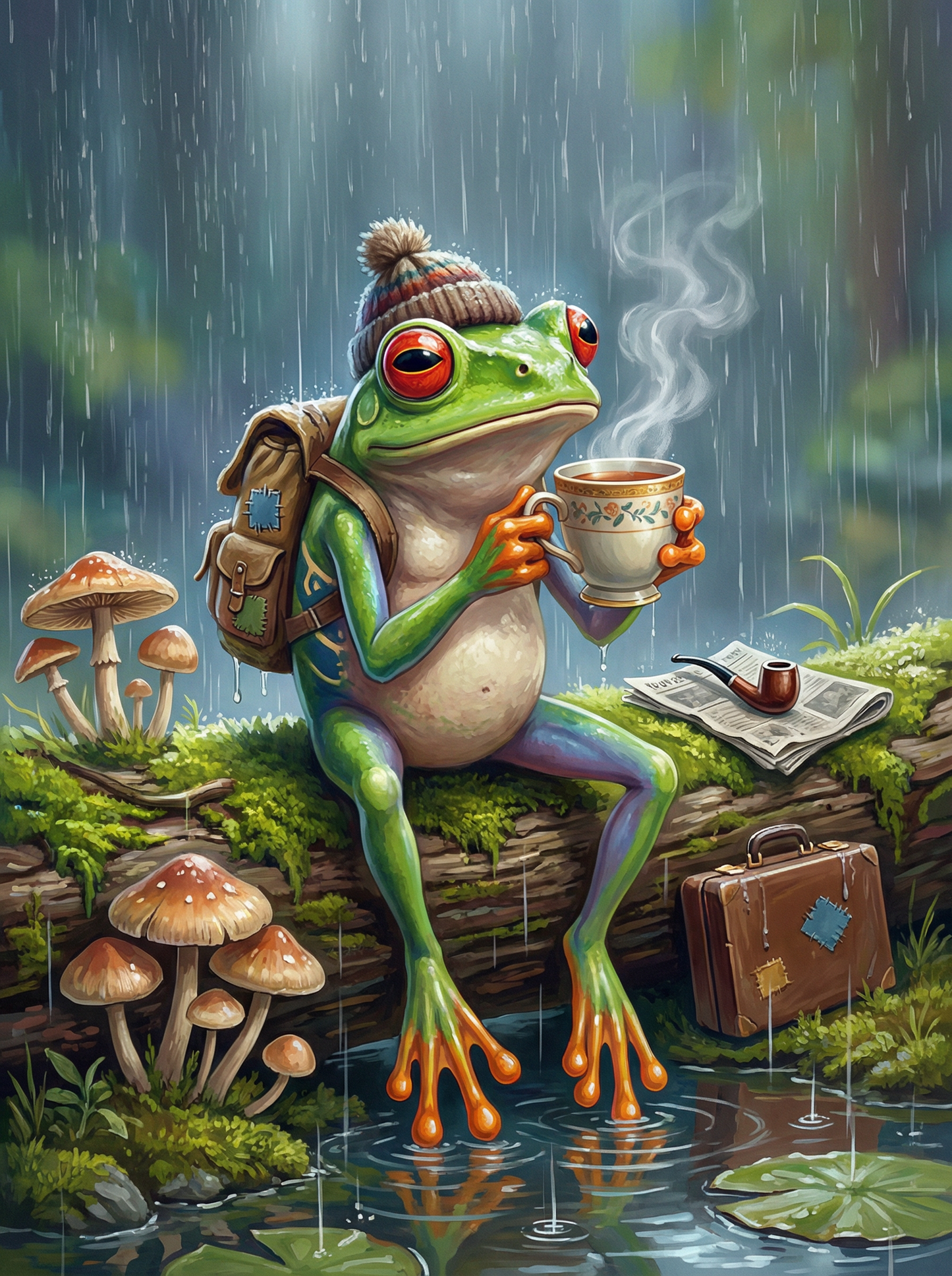 Adventurous Frog Reading (Diamond Painting) Diamond Painting kit
