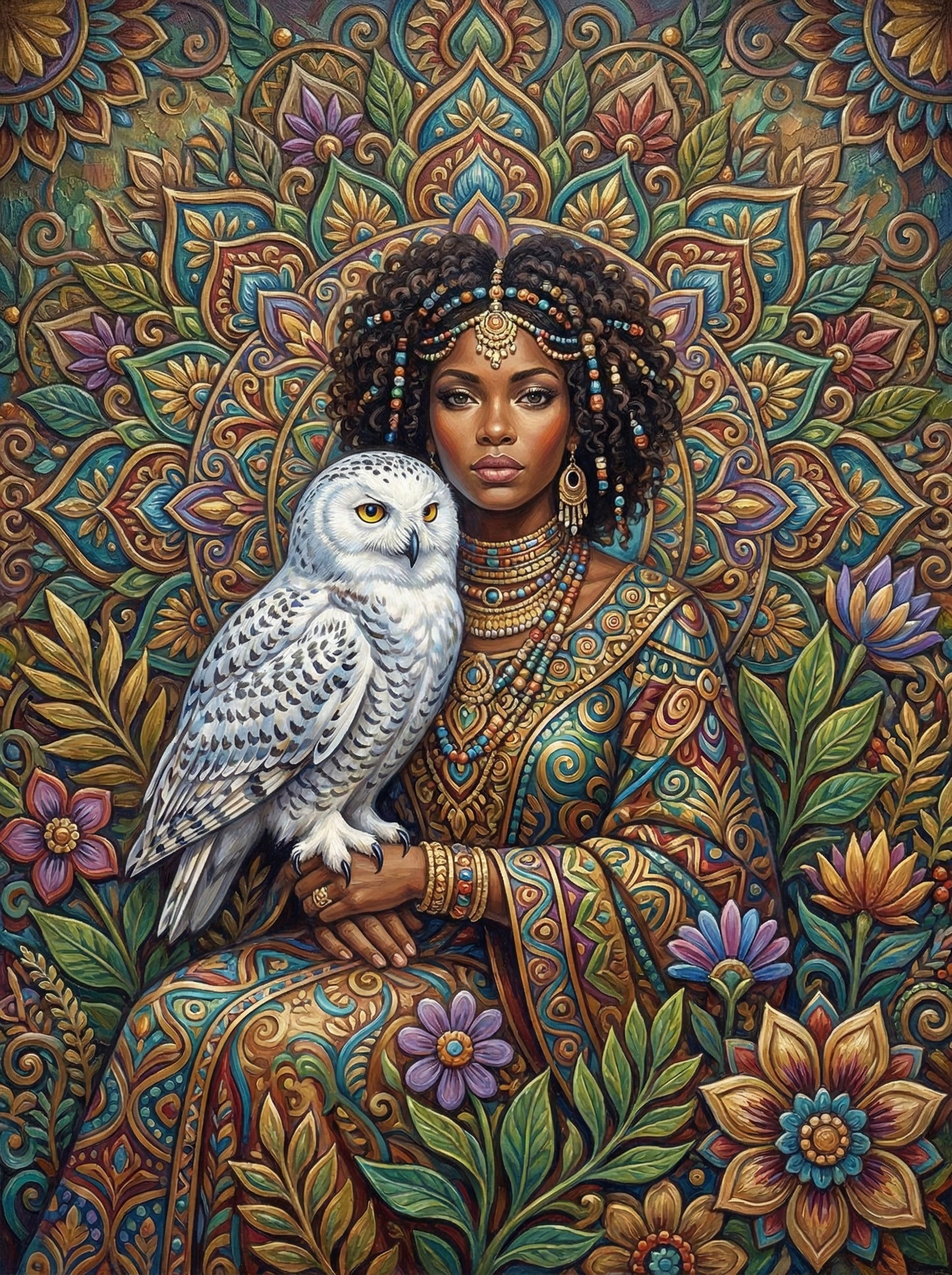 African Queen Snowy Owl (100 Color Diamond Painting) Diamond Painting kit