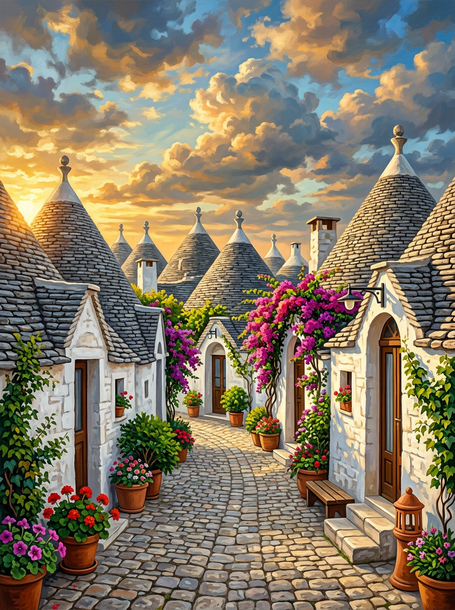 Alberobello Trulli (150 Color Diamond Painting)