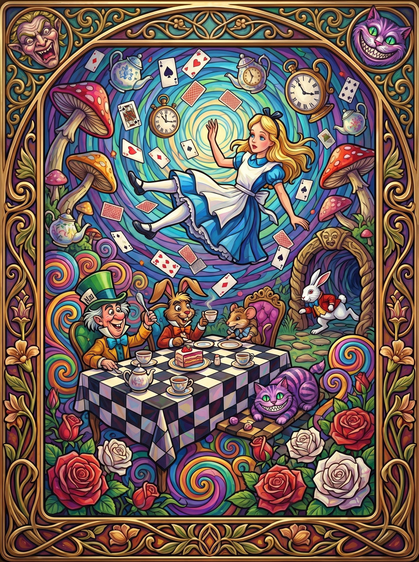 Alice Falling Card Vortex (150 Color Diamond Painting)