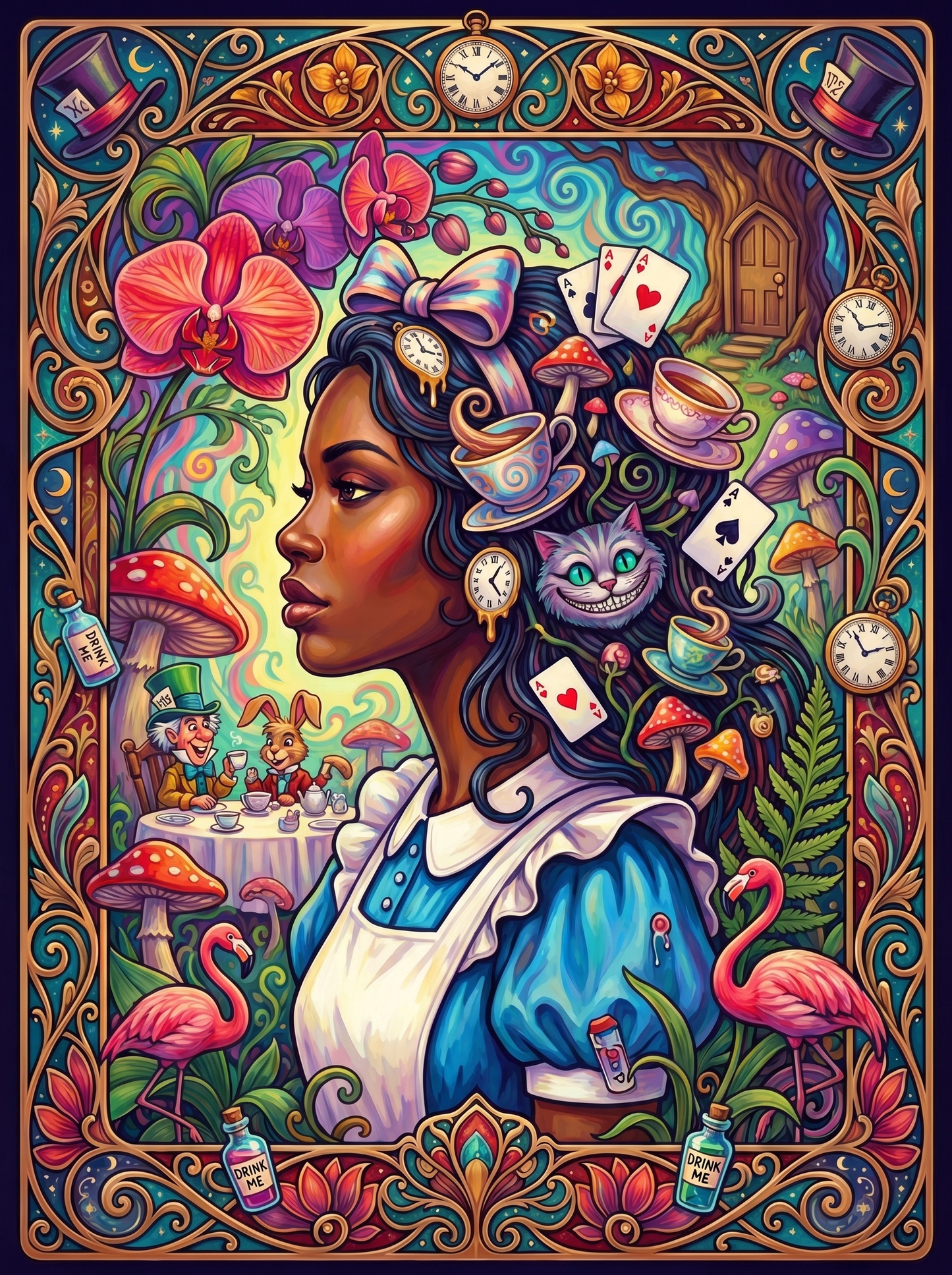 Alice Flamingo Tea Party (150 Color Diamond Painting)