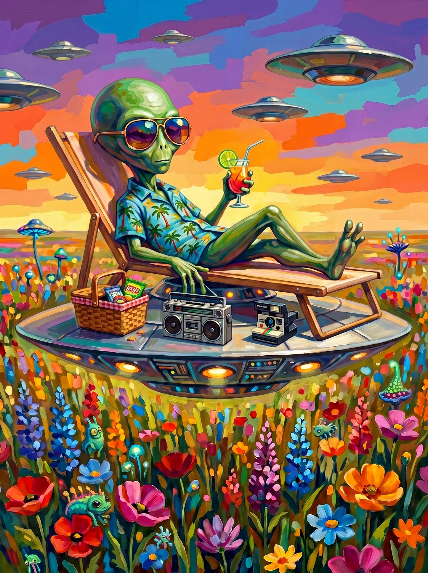 Alien Sunbed Cocktail Ufo (150 Color Diamond Painting)