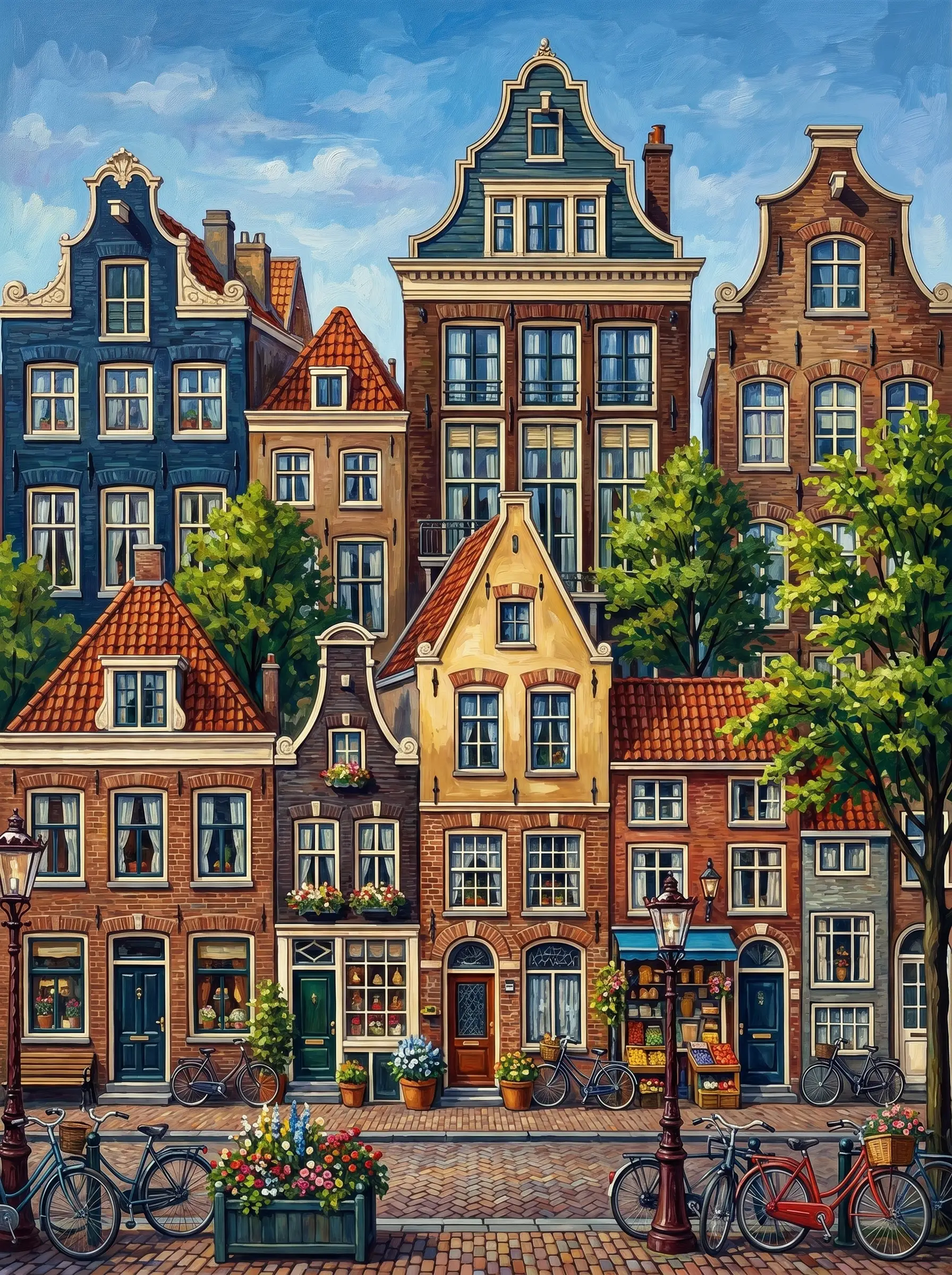 Amsterdam Canal Houses Bicycles (Diamond Painting)