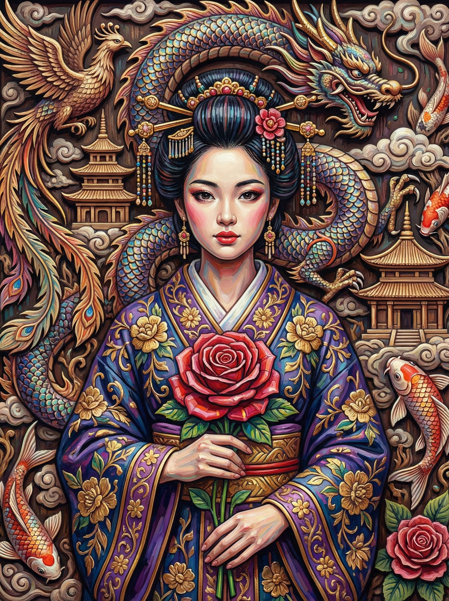 Asian Empress Portrait (100 Color Diamond Painting)