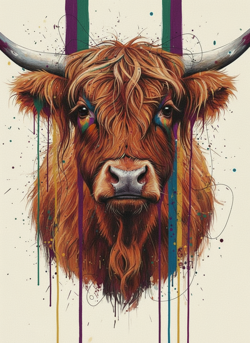 Vivid Moo-ment Highland Cow (Diamond Painting) Diamond Painting kit