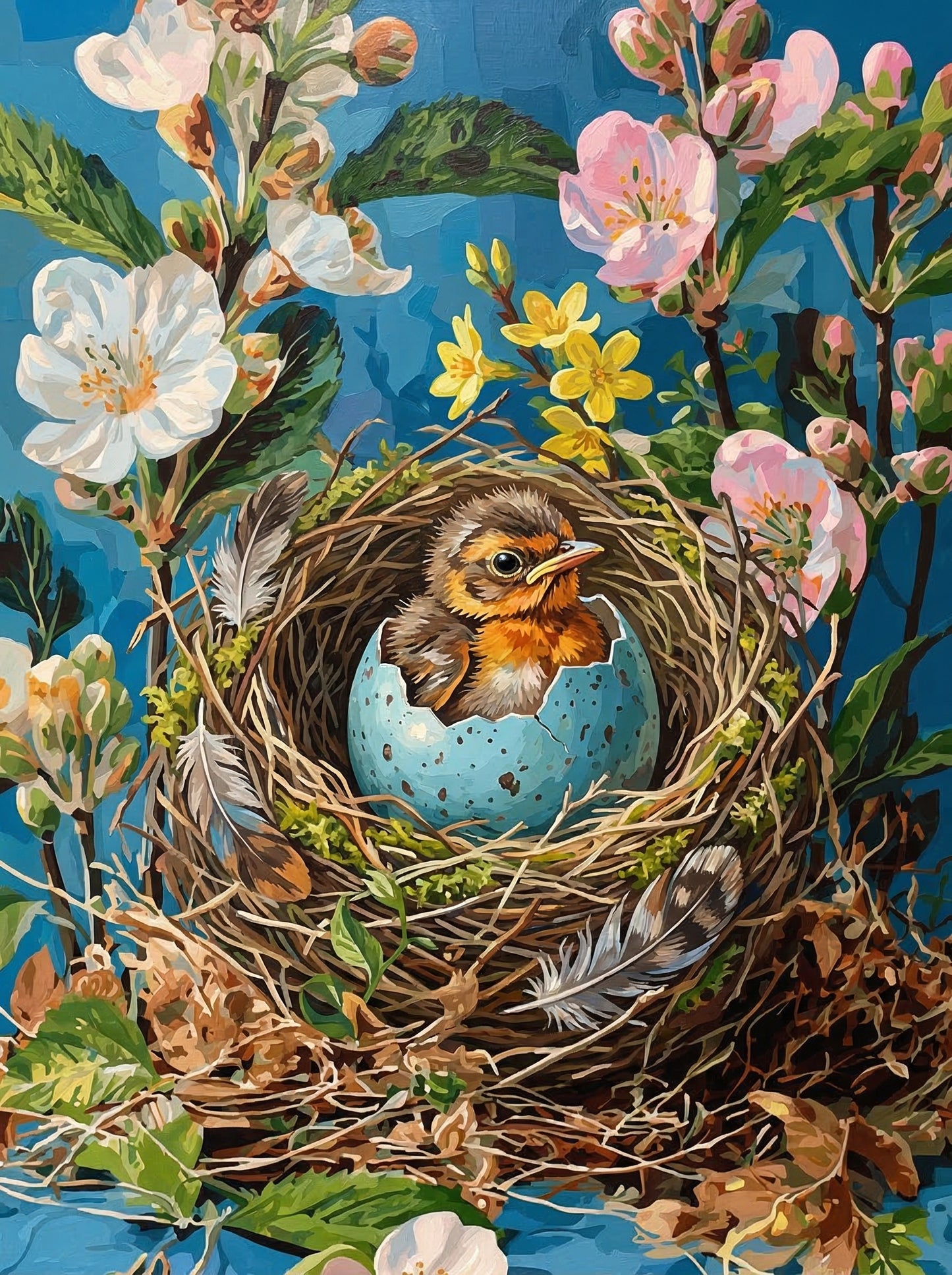 Baby Bird Nest Flowers (Diamond Painting)