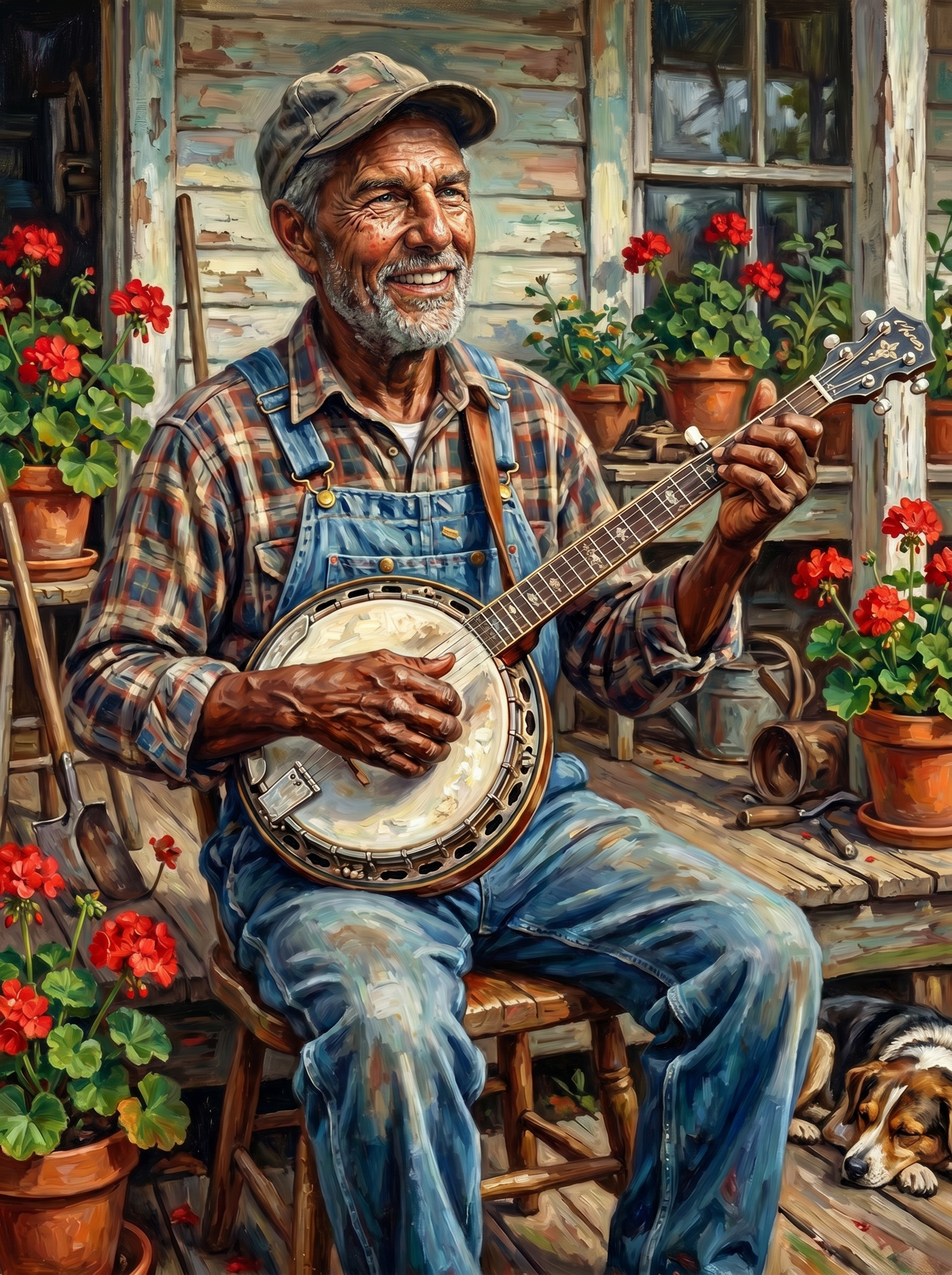 Banjo Playing Man (150 Color Diamond Painting)