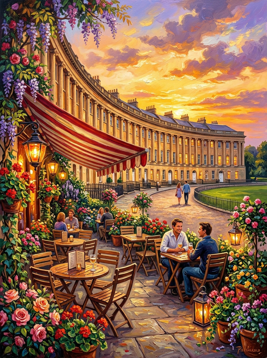 Bath Royal Crescent Golden Impasto (150 Color Diamond Painting)