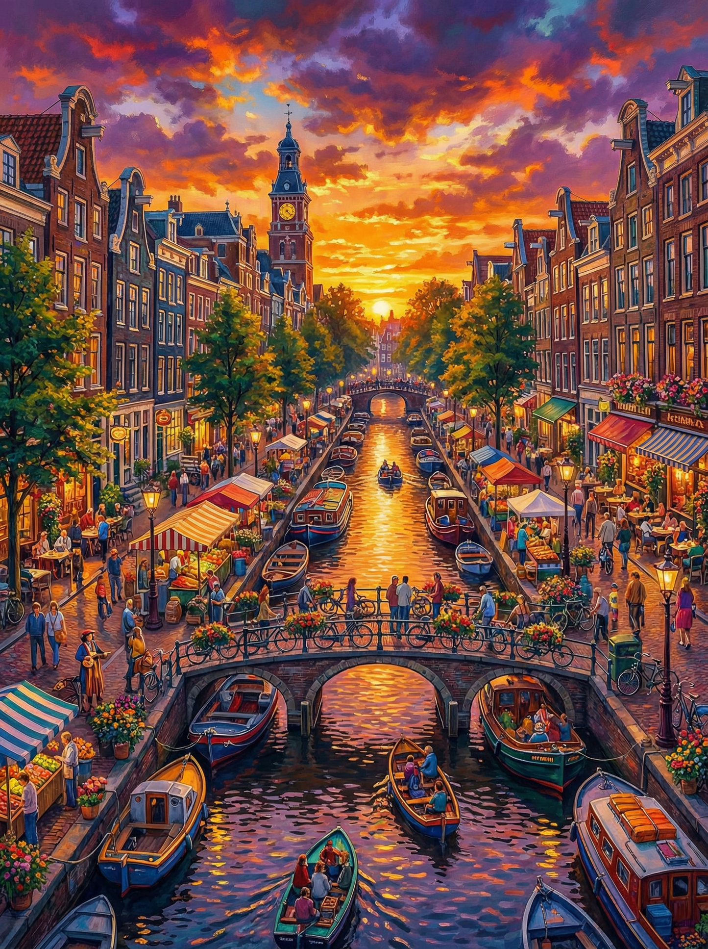 Golden Canal Twilight (150 Color Diamond Painting) Diamond Painting kit