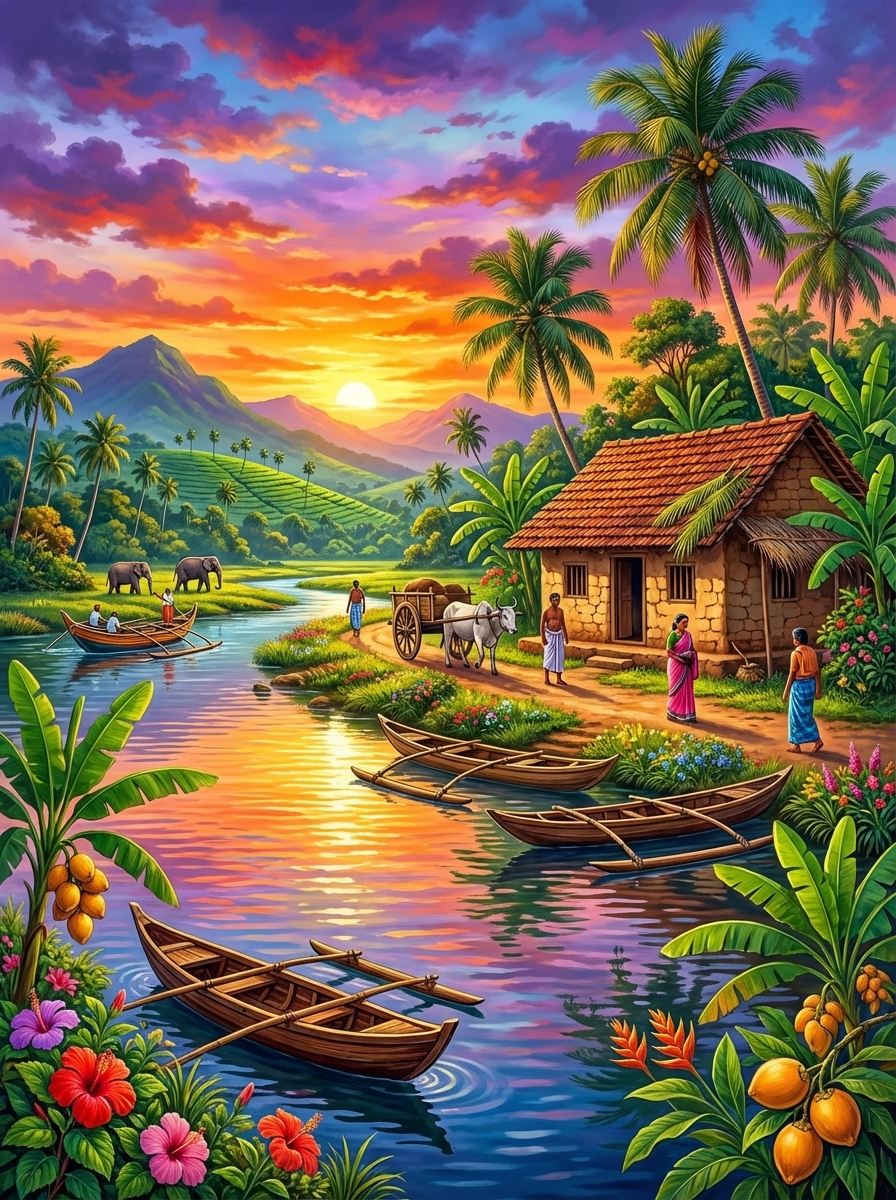 Tropical River Sunset (Diamond Painting) Diamond Painting kit