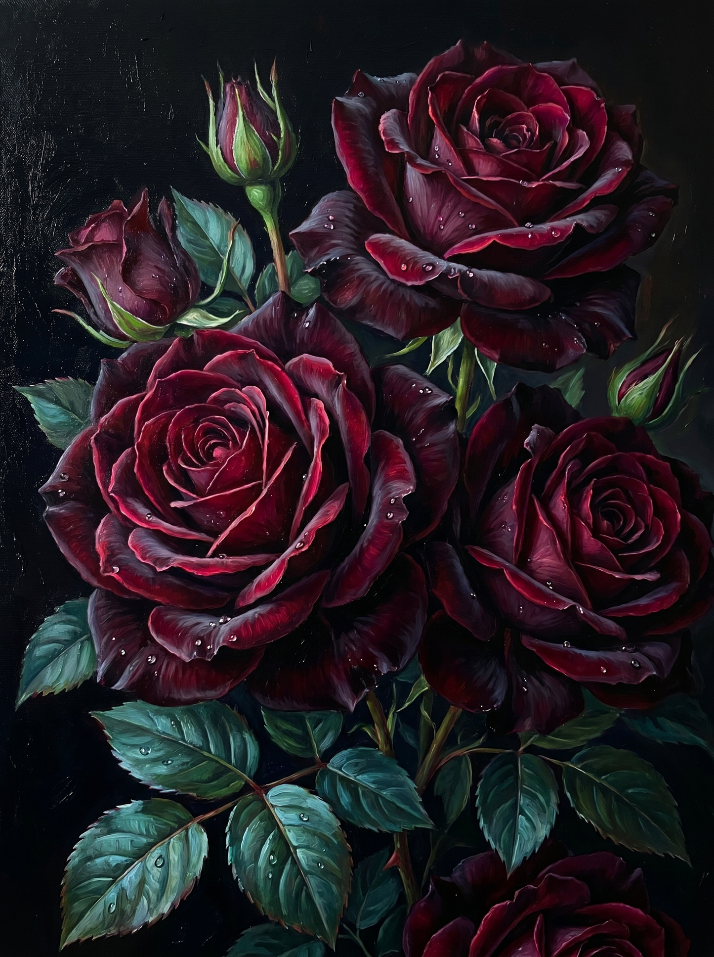 Black Burgundy Roses Dark (Diamond Painting)
