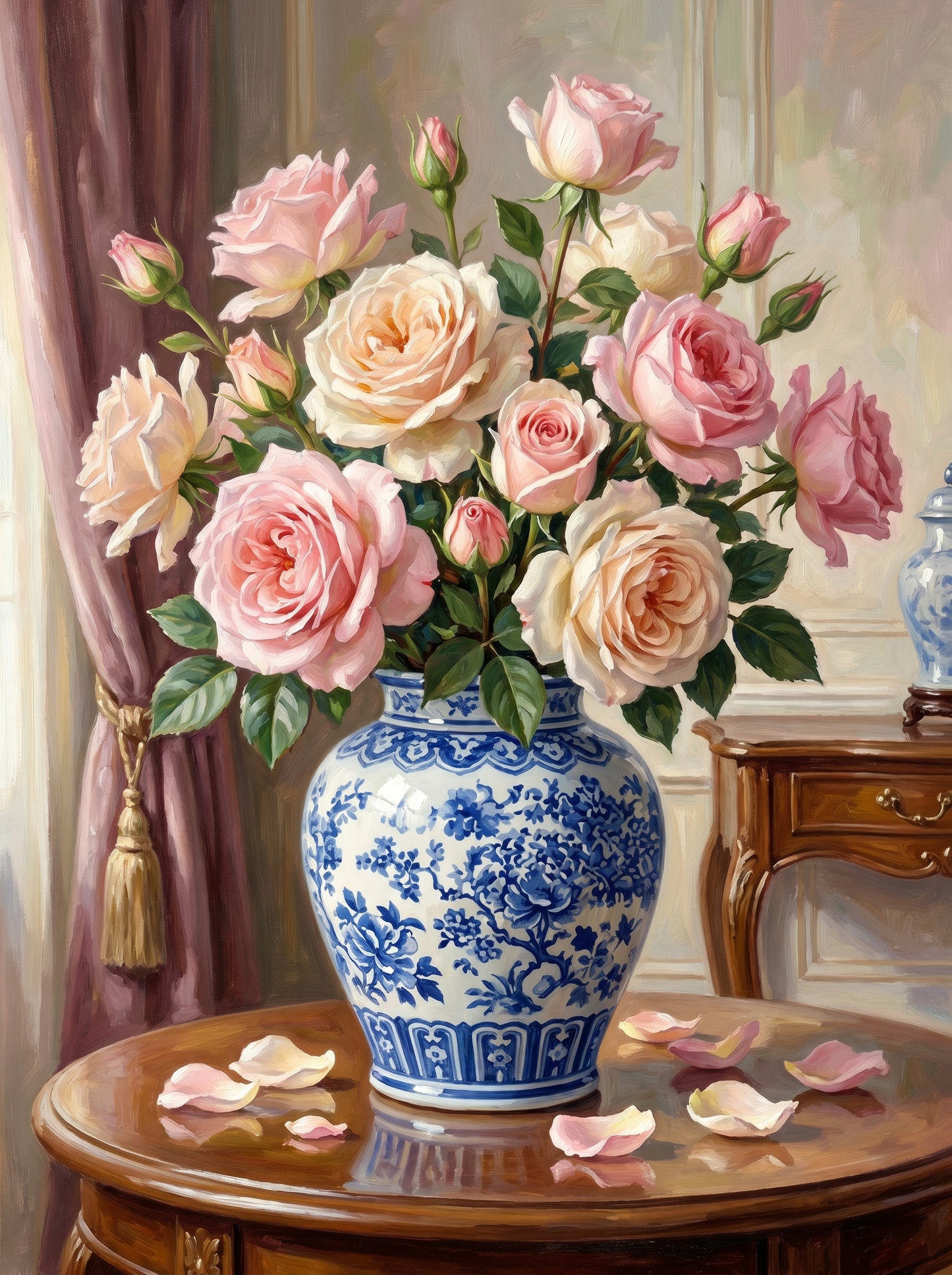 Blue Porcelain Roses (Diamond Painting)