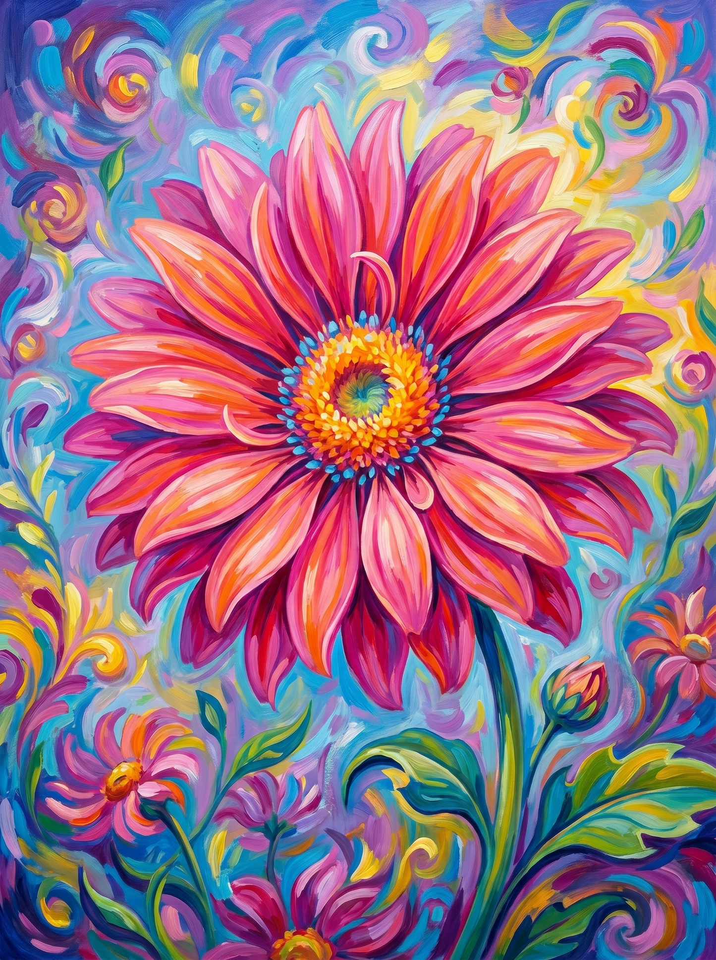 Bold Gerbera Daisy (Diamond Painting)