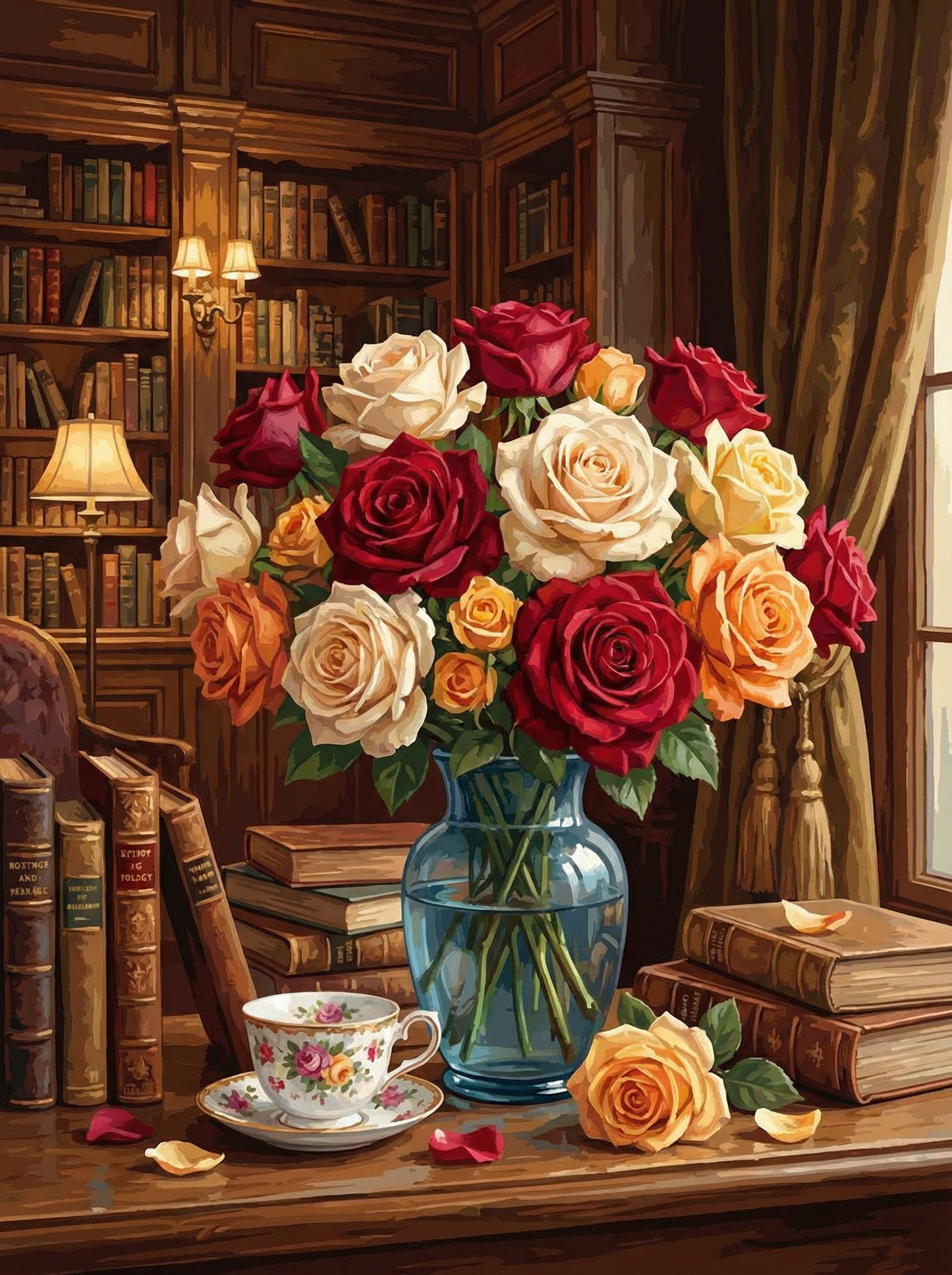 Library Rose Elegance (Diamond Painting) Diamond Painting kit