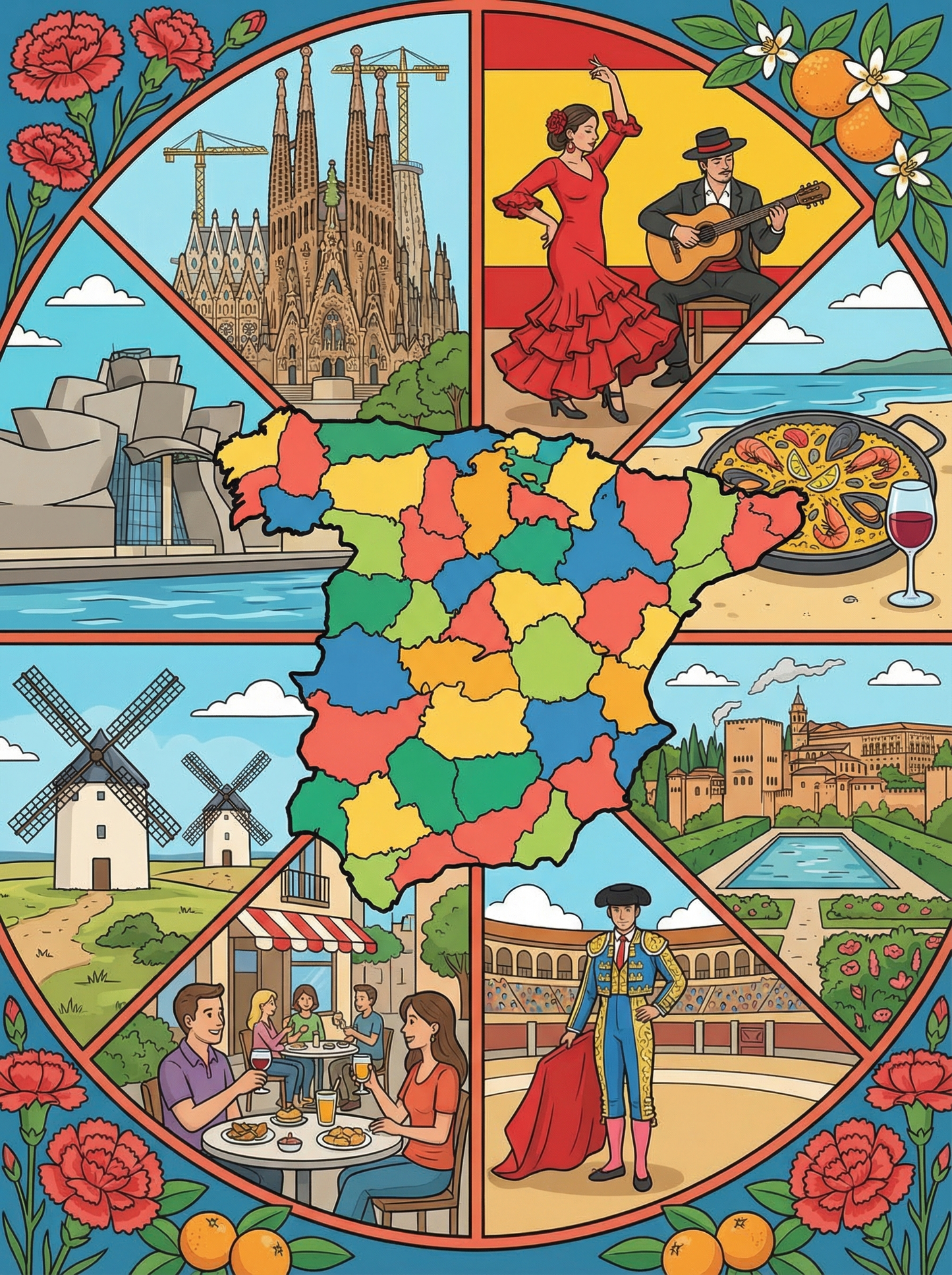 Spanish Cultural Tapestry (100 Color Diamond Painting)
