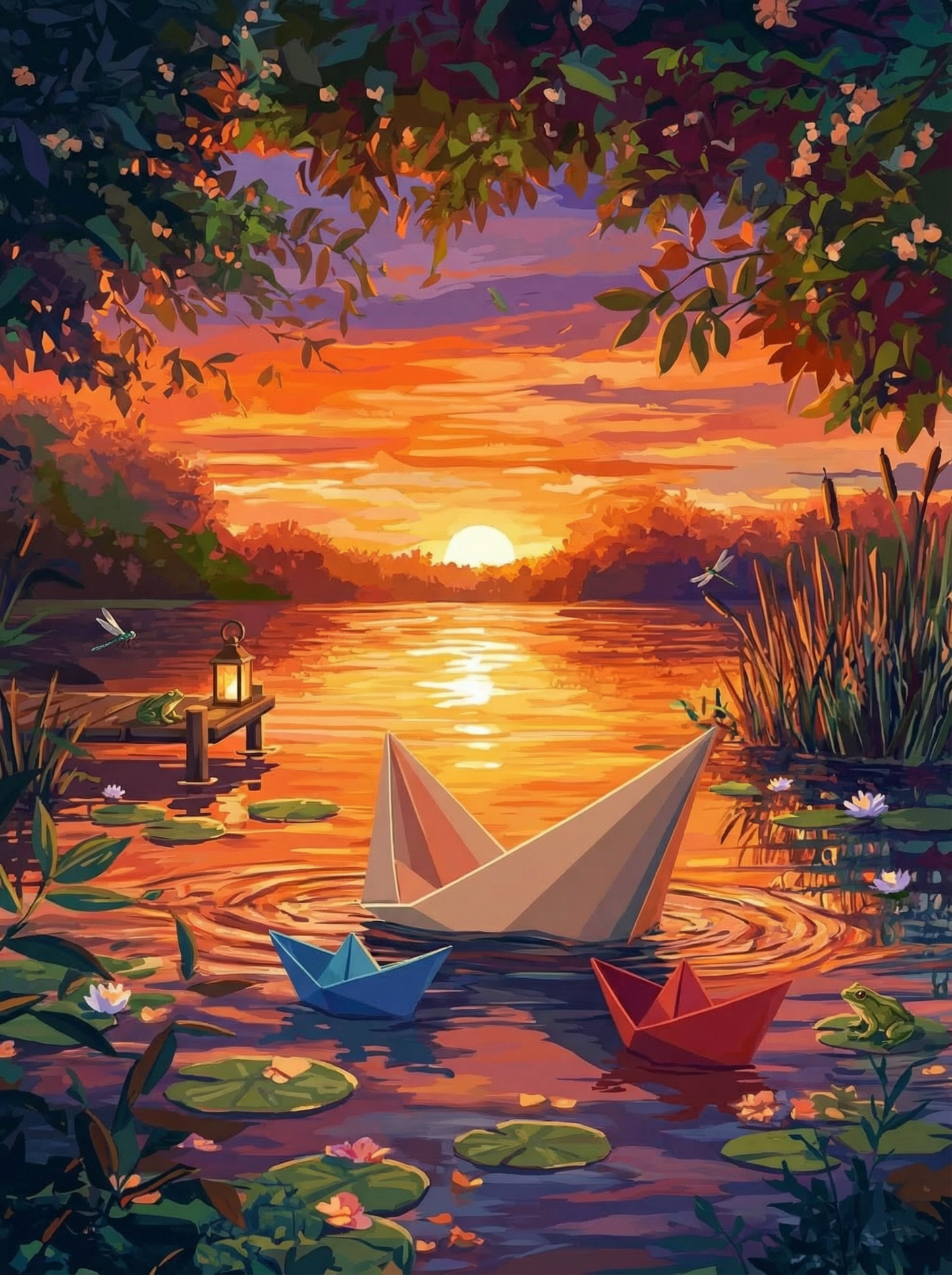 Sunset Paper Boats ll (Diamond Painting) Diamond Painting kit