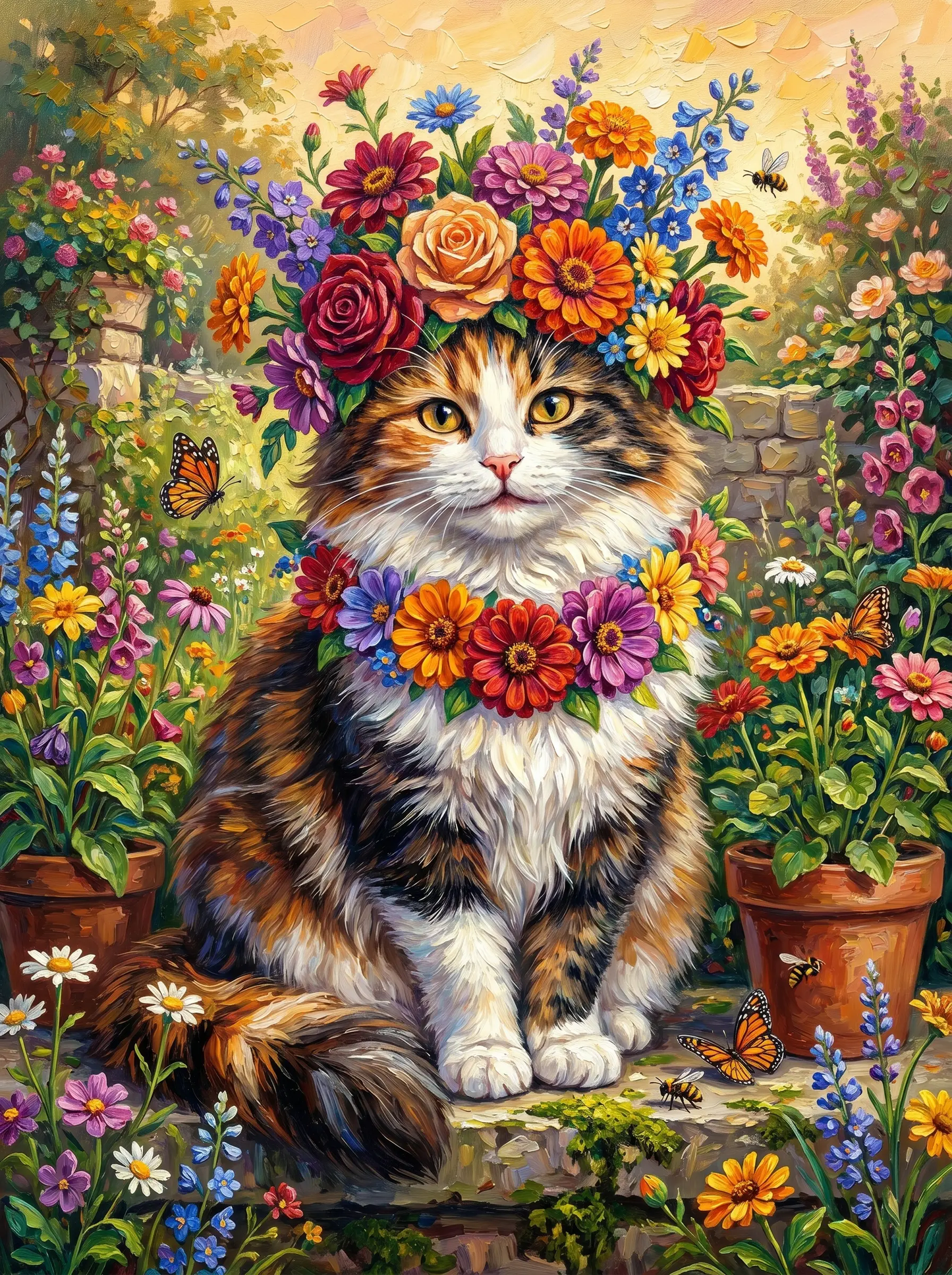 Calico Cat Flower Crown (Diamond Painting)
