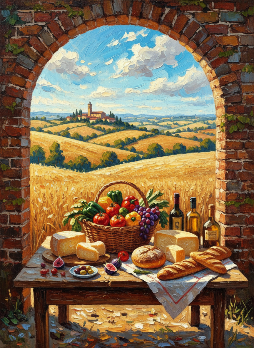 Harvest Table in Tuscany (Board Canvas)