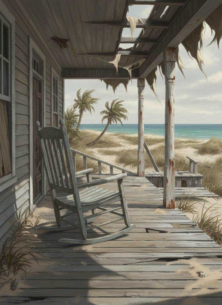 Abandoned Porch by the Sea (Board Canvas)