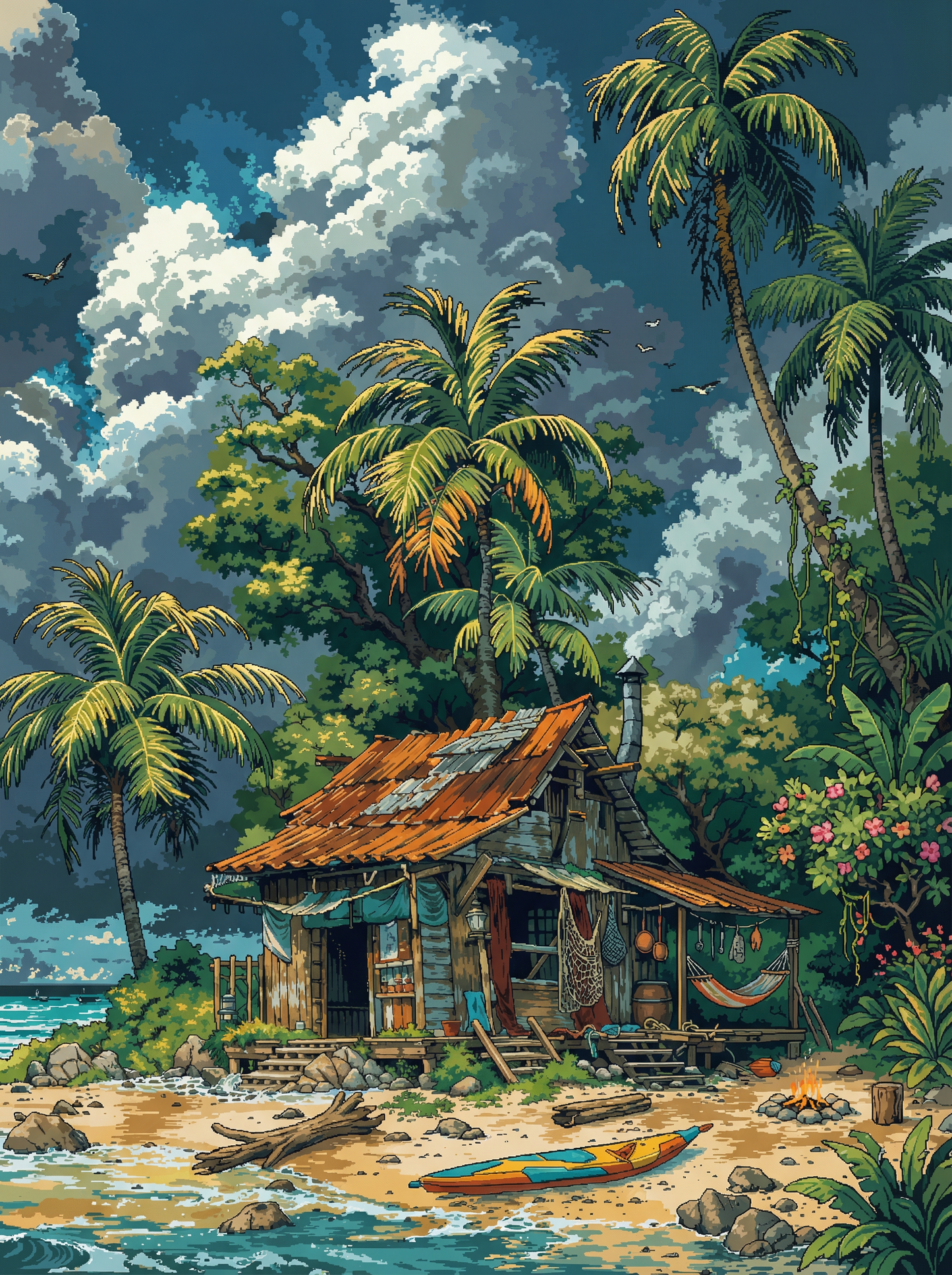Tropical Beach Storm Shack (Diamond Painting) Diamond Painting kit