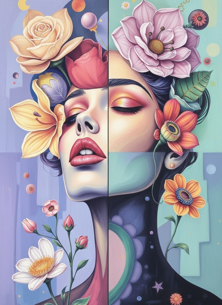 Blooming Duality (Board Canvas)