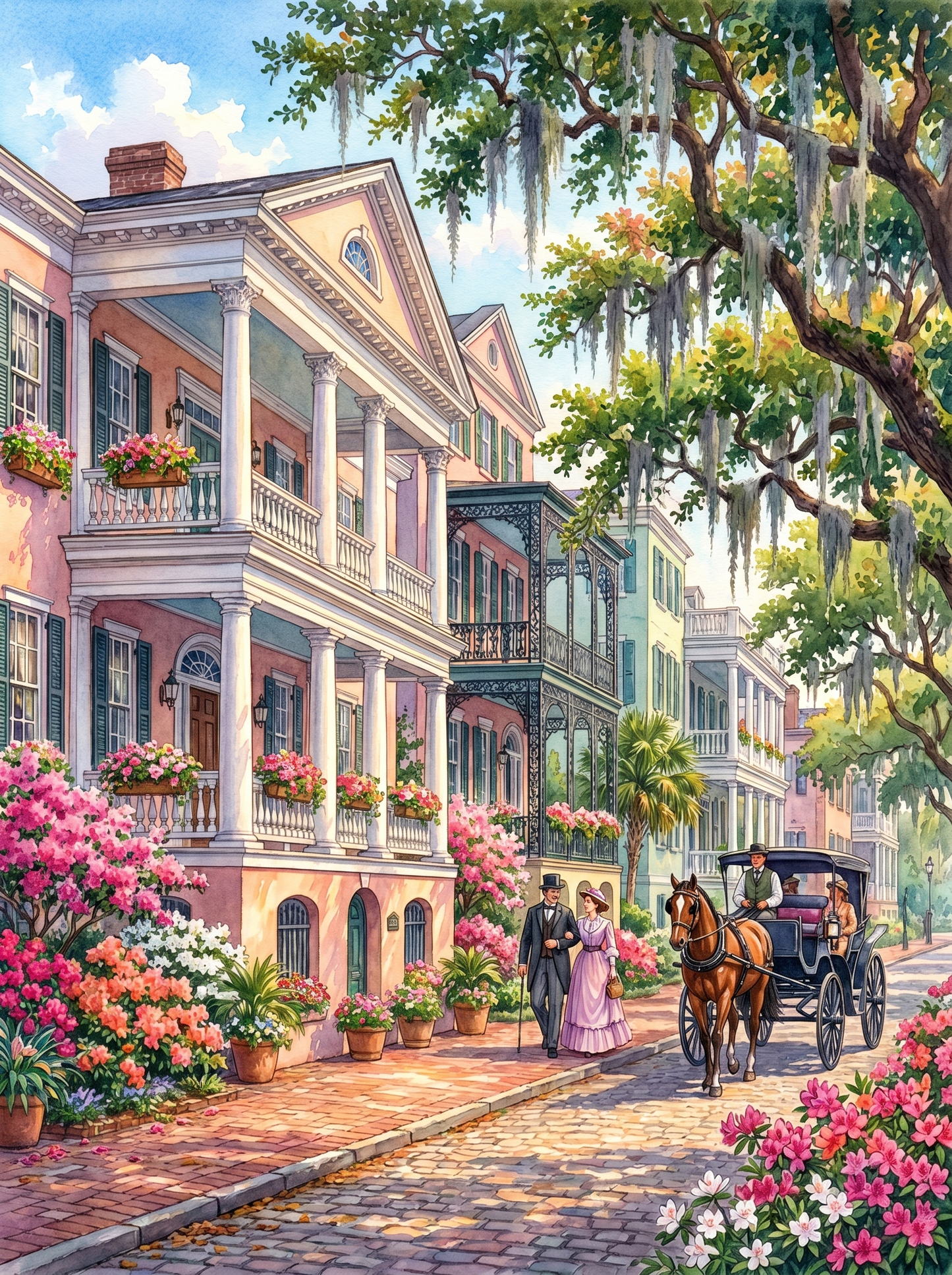 Charleston Street Watercolor (150 Color Diamond Painting)