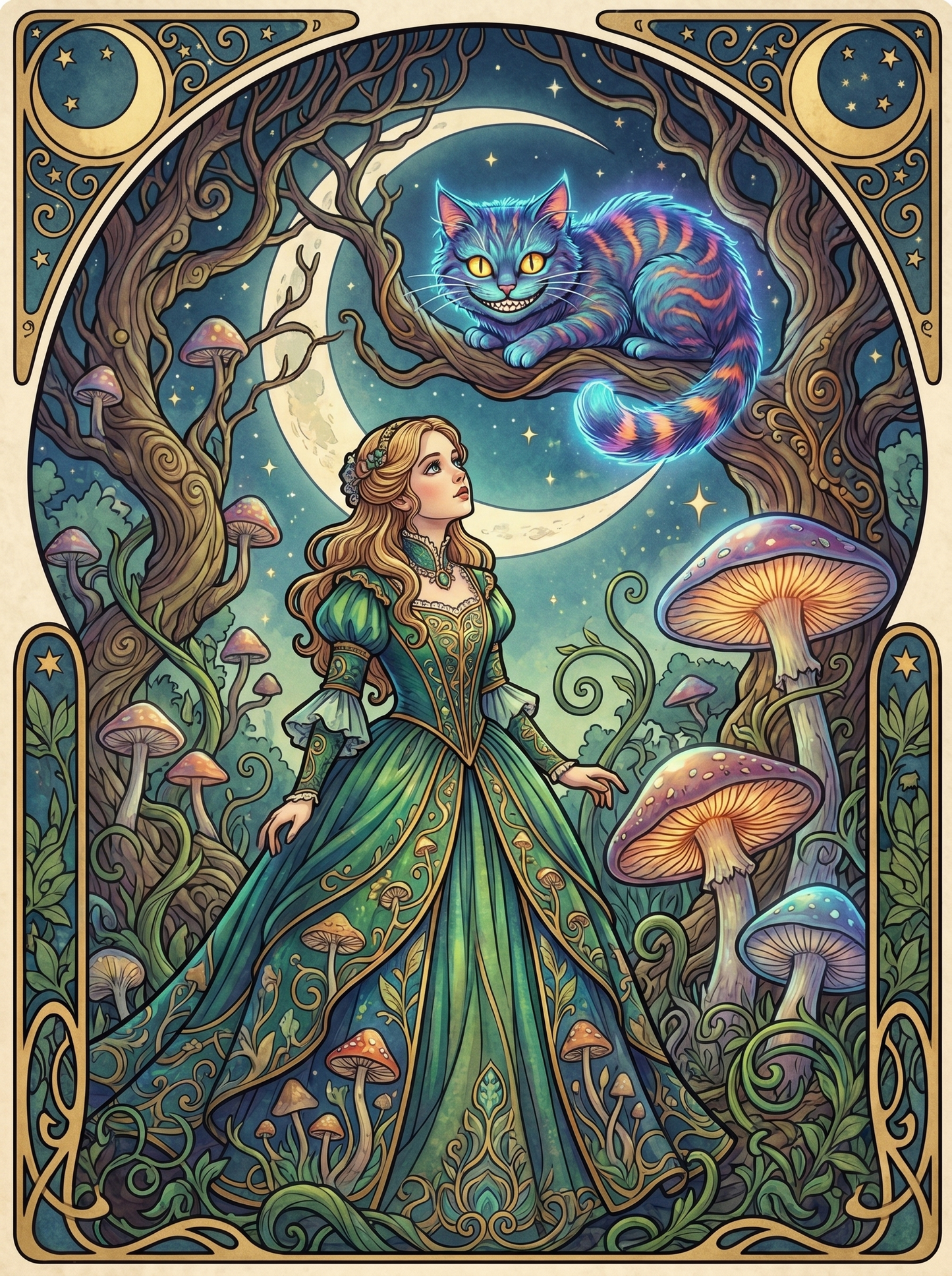 Cheshire Cat Crescent Moon (150 Color Diamond Painting)