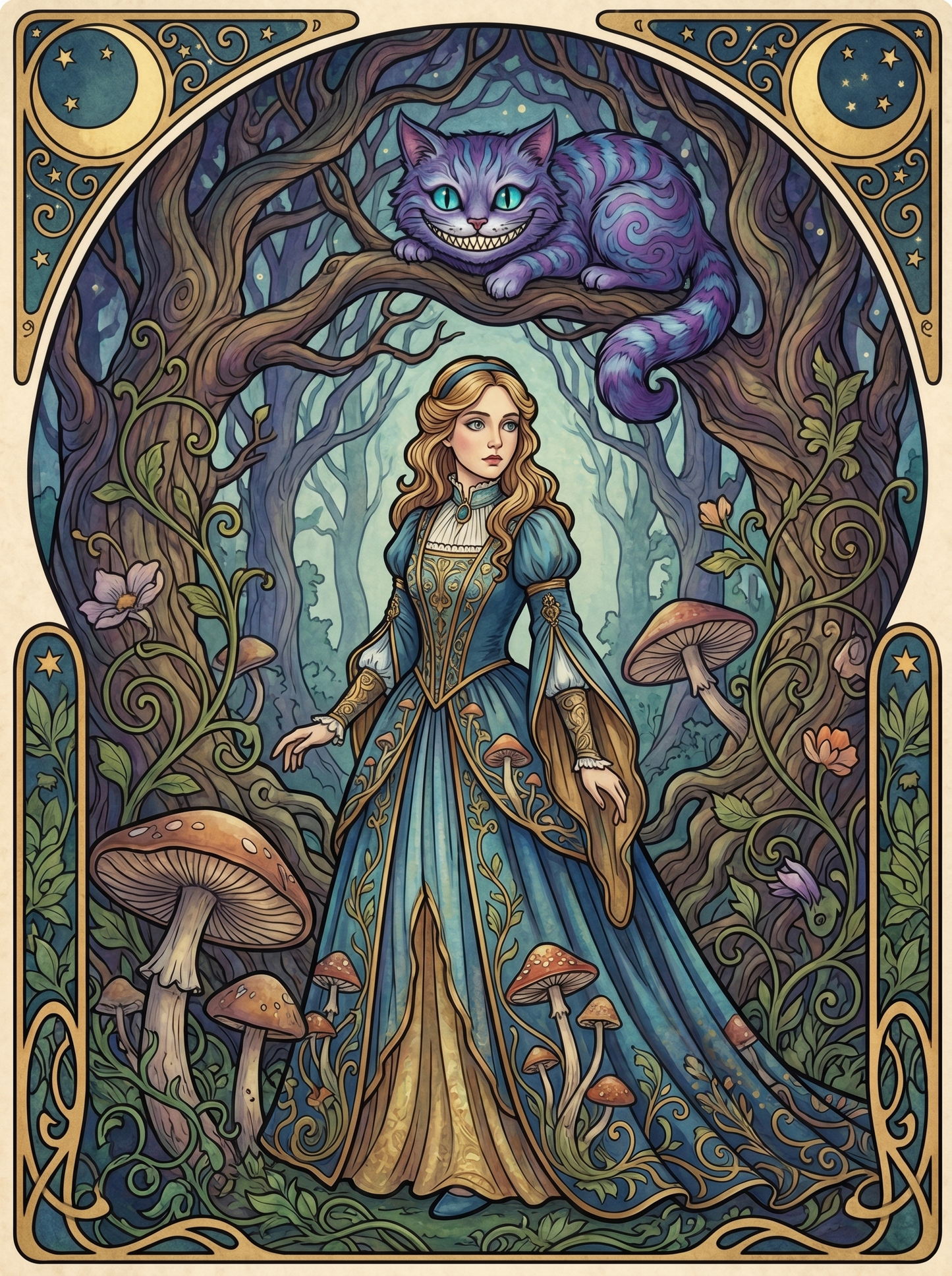Cheshire Cat Grinning Tree (150 Color Diamond Painting)