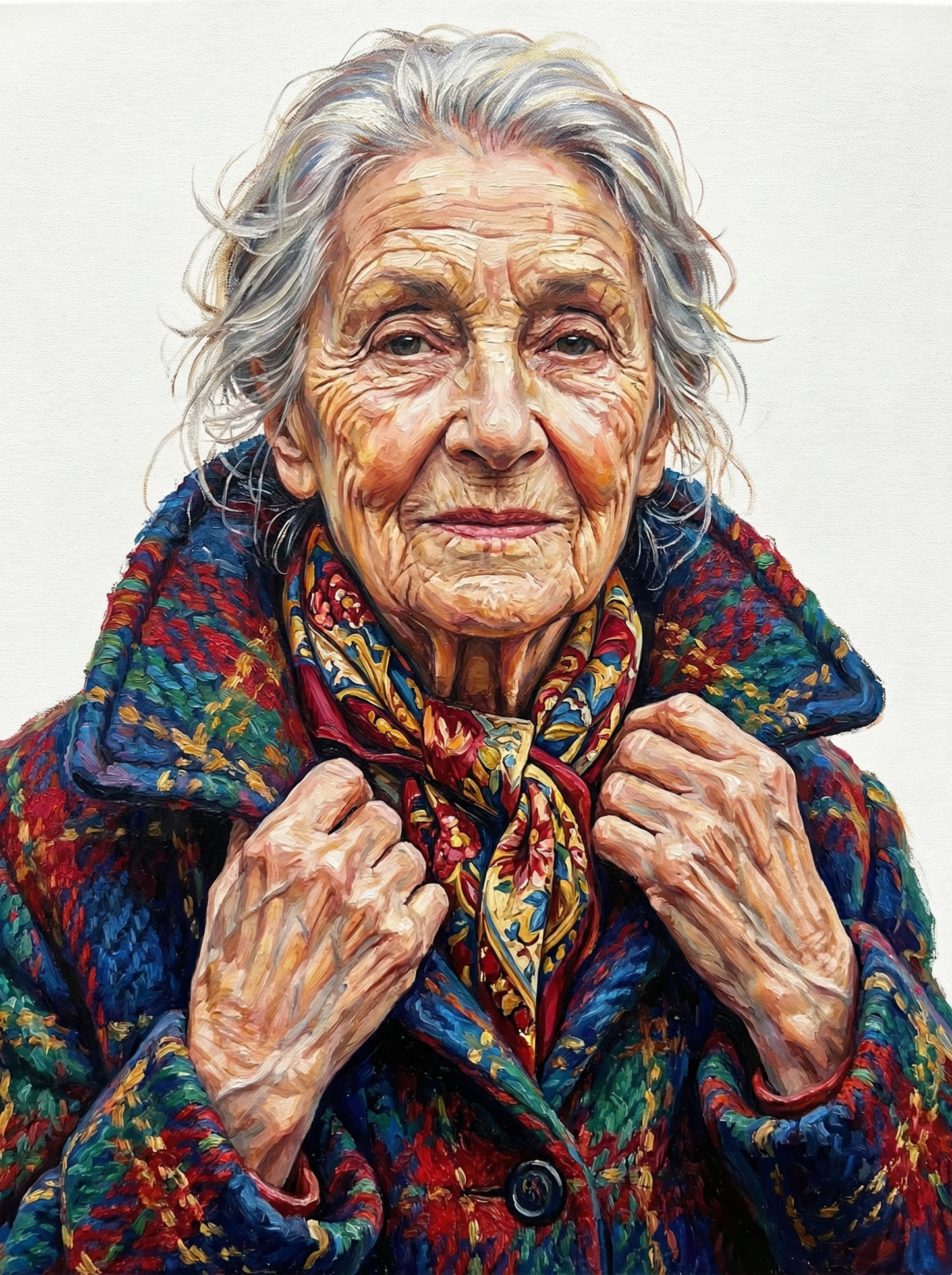 Colorful Plaid Grandmother (100 Color Diamond Painting)