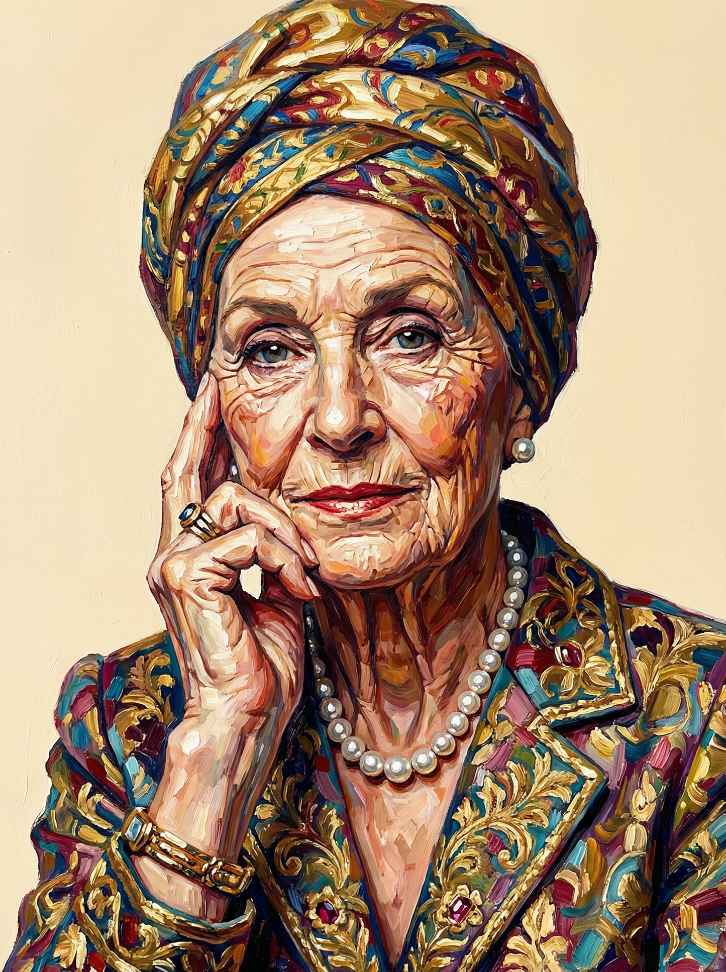 Colorful Turban Headwrap Portrait (100 Color Diamond Painting) Diamond Painting kit