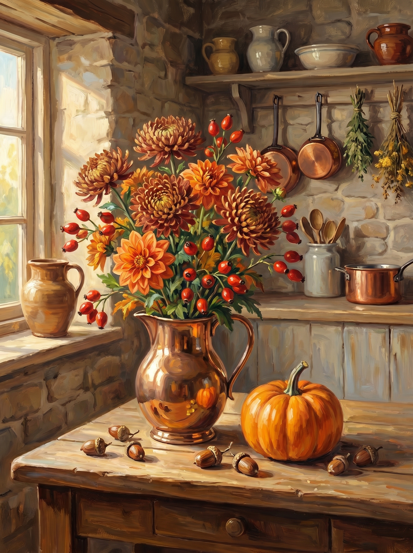 Copper Jug Autumn Bouquet (Diamond Painting)