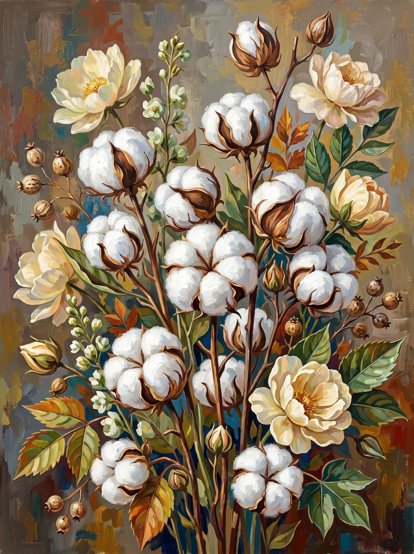 Cotton Boll Bouquet (Diamond Painting)