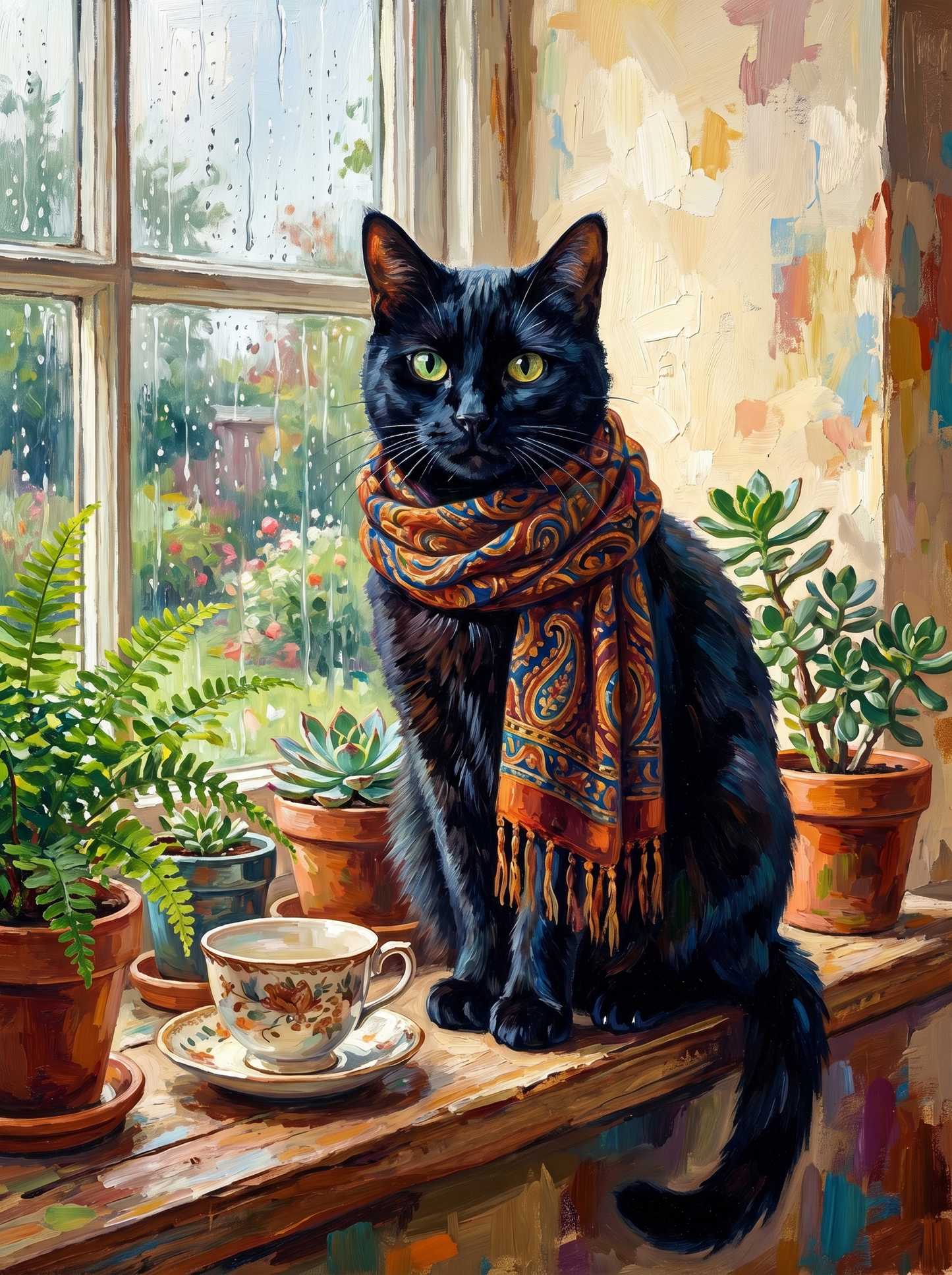 Cozy Black Cat Window (100 Color Diamond Painting) Diamond Painting kit