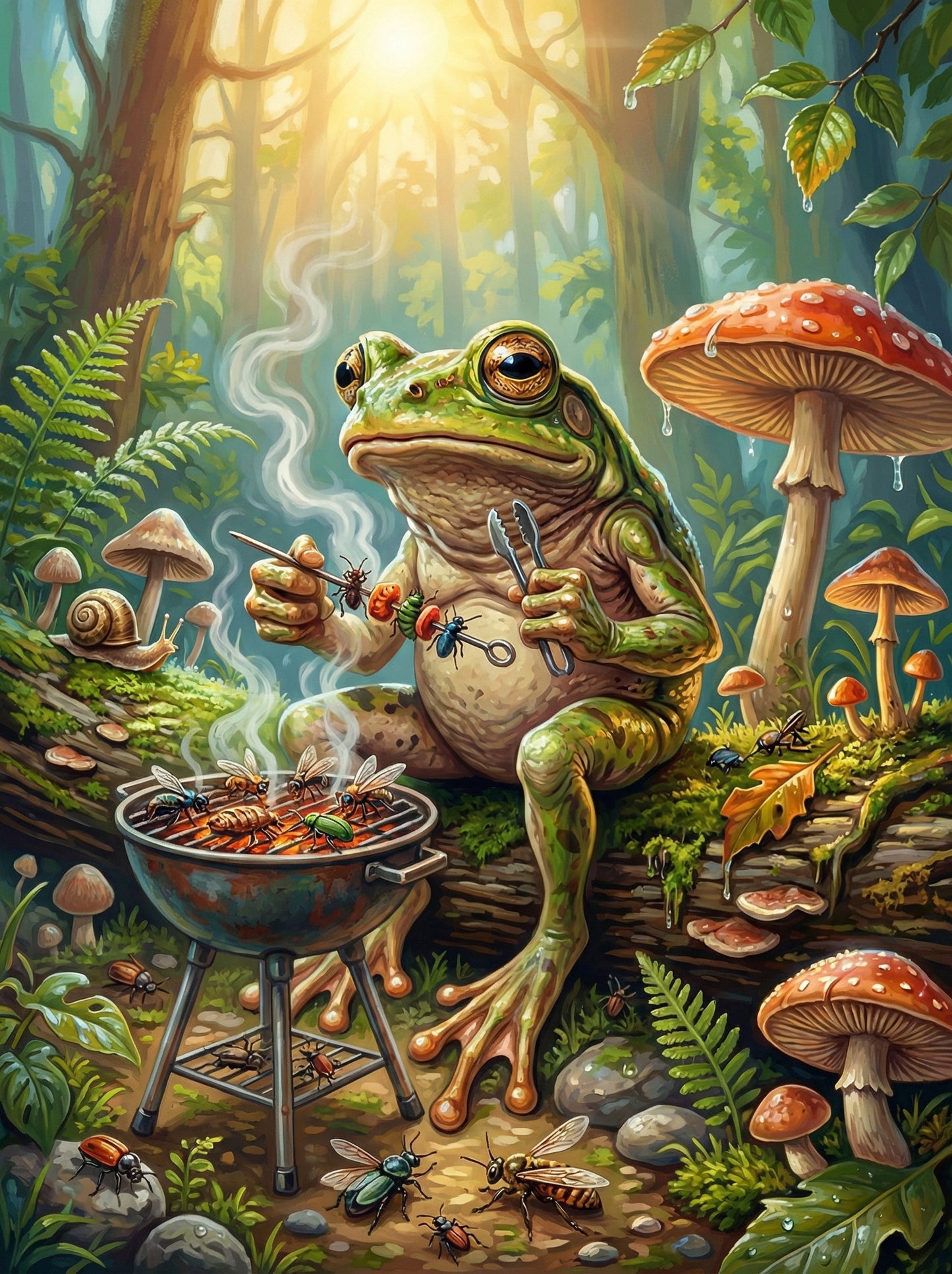Cozy Frog Forest Scene (100 Color Diamond Painting) Diamond Painting kit