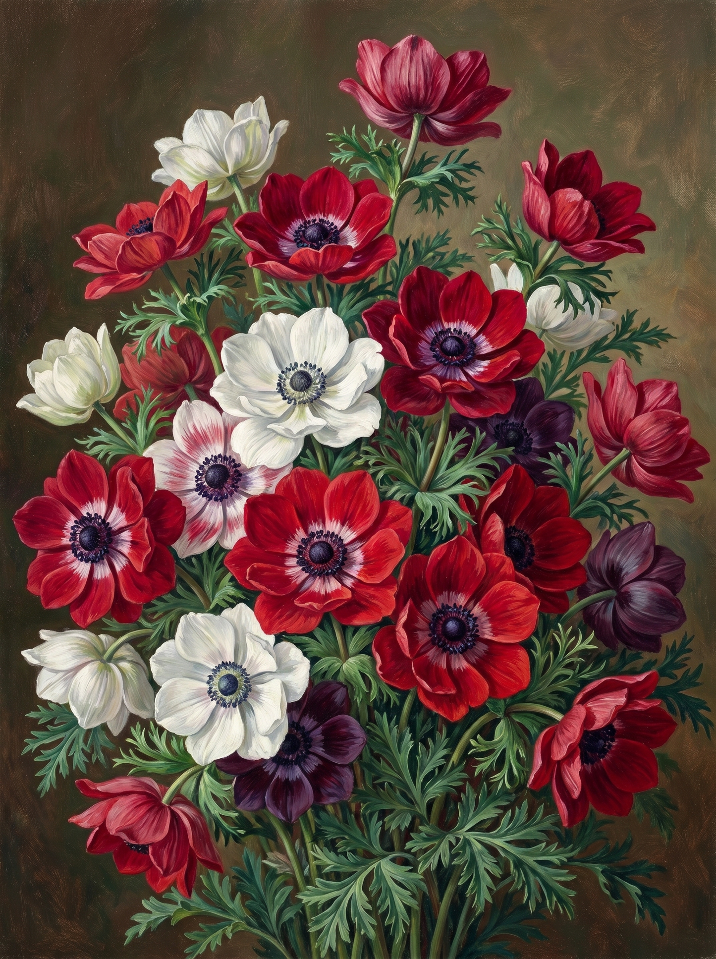 Crimson Anemones (Diamond Painting)