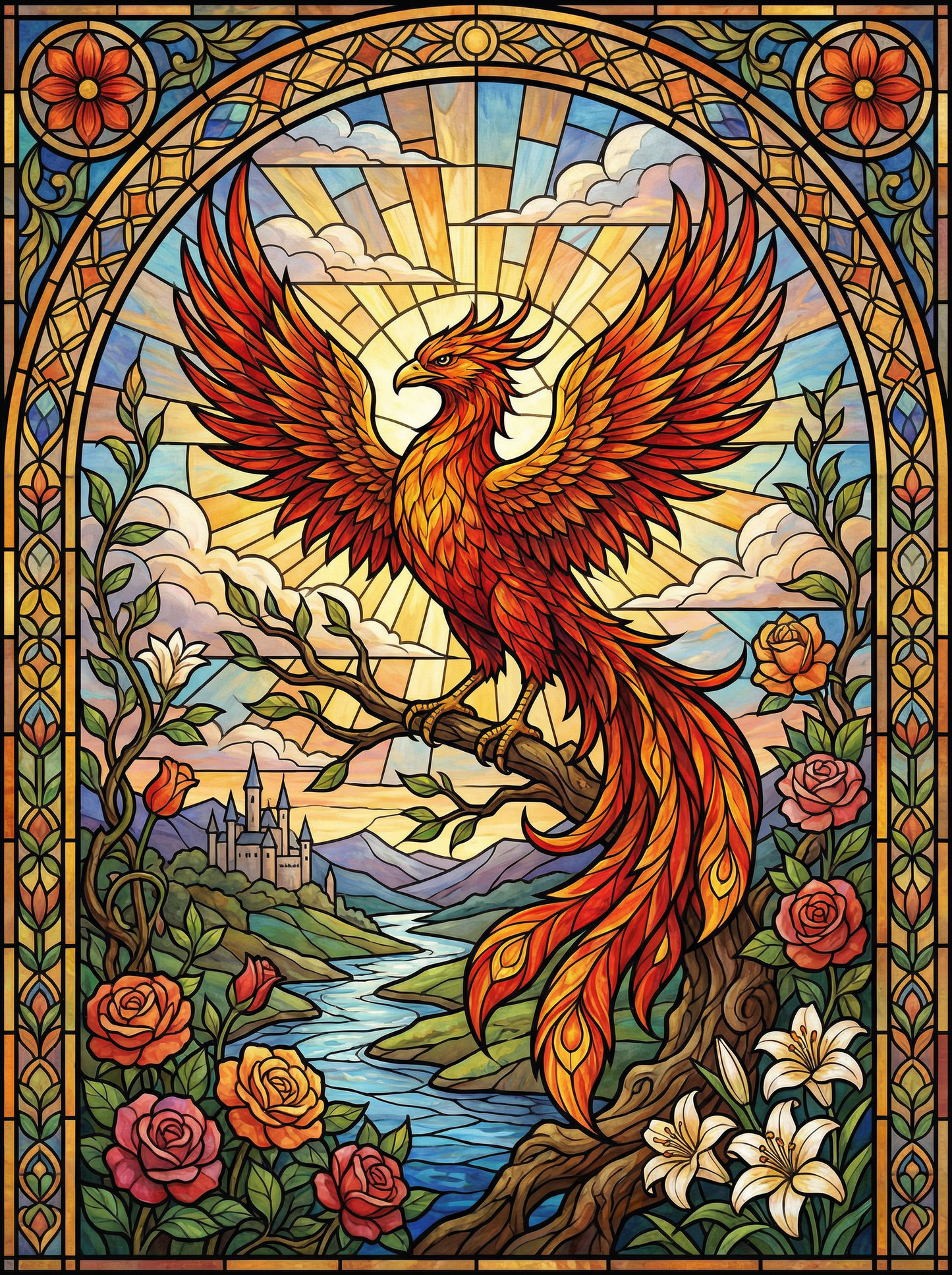 Stained-Glass Phoenix Rising (Diamond Painting) Diamond Painting kit