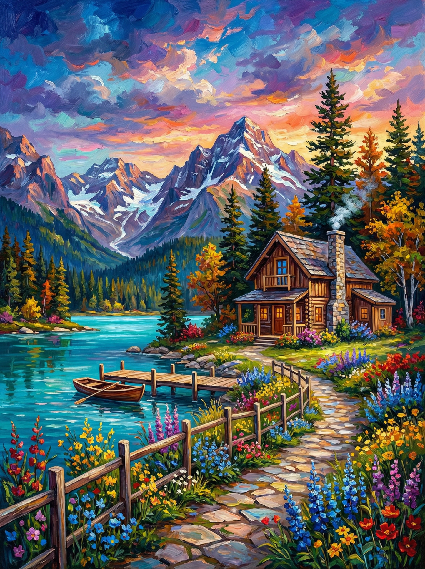 Lakeside Cabin Retreat (100 Color Diamond Painting)